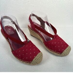 Clarks Artisan Petrina Kaelie Espadrille Wedge Sandals Elastic Straps Siz 8 Flaw